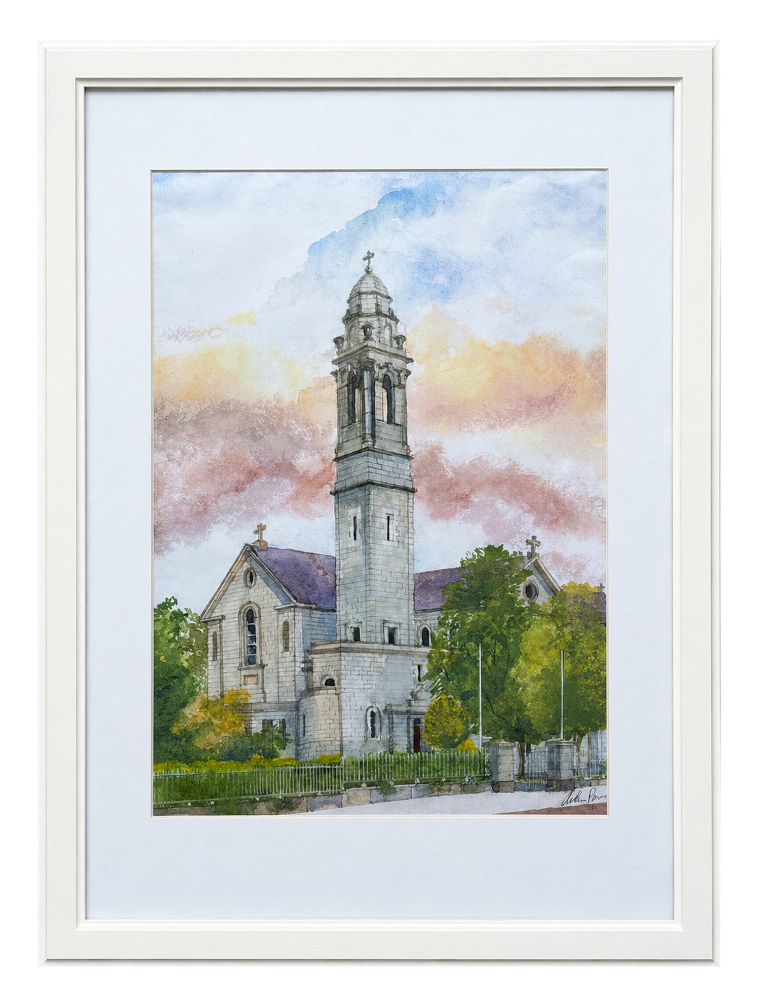 Church Tower Against a Watercolour Sky